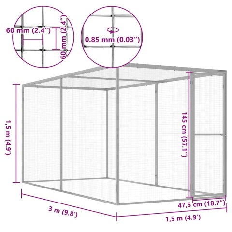  Klatka dla kota, 3 x 1,5 x 1,5 m, stal galwanizowana