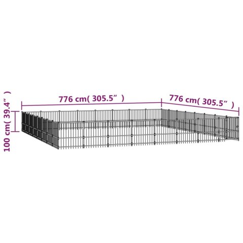  Kojec dla psa na zewnątrz, stalowy, 60,22 m²