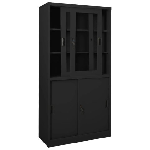 Szafa biurowa z przesuwnymi drzwiami, antracytowa, 90x40x180 cm Szafa biurowa z przesuwnymi drzwiami, antracytowa, 90x40x180 cm