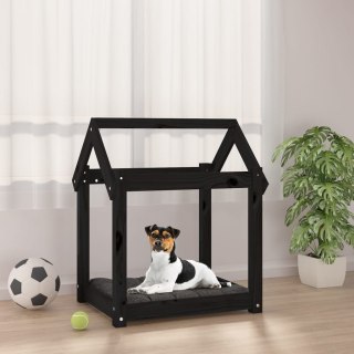  Legowisko dla psa, czarne, 61x50x70 cm, lite drewno sosnowe