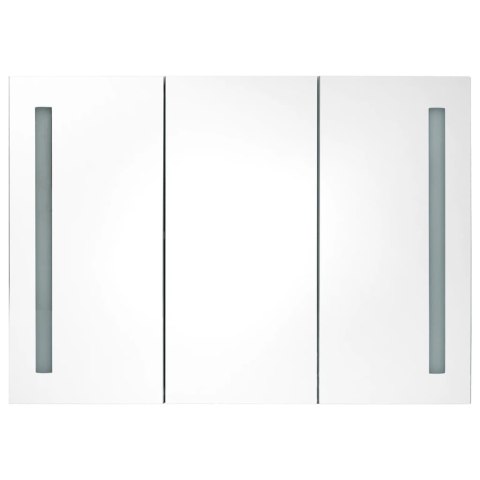  Szafka łazienkowa z lustrem i LED, 89x14x62 cm, biało-dębowa