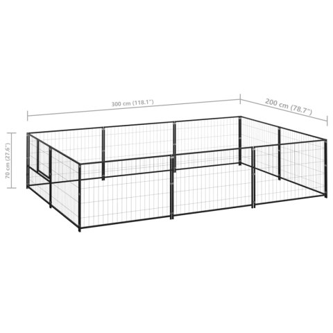Kojec dla psa, czarny, 6 m², stalowy Kojec dla psa, czarny, 6 m², stalowy