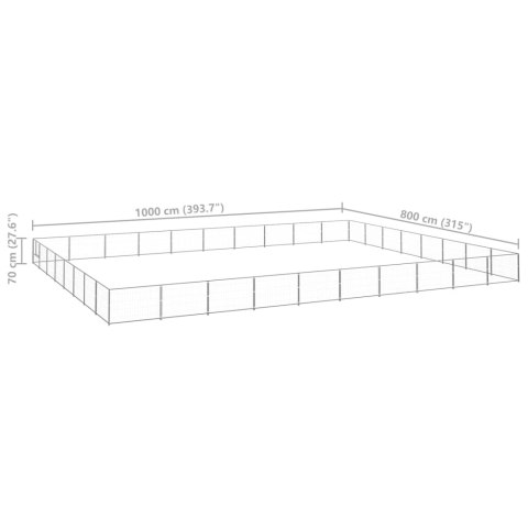Kojec dla psa, srebrny, 80 m², stalowy Kojec dla psa, srebrny, 80 m², stalowy