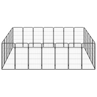  Kojec dla psa, 24 paneli, czarny, 50x100 cm, stal