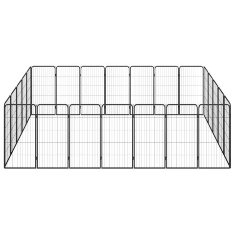  Kojec dla psa, 24 paneli, czarny, 50x100 cm, stal