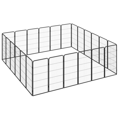  Kojec dla psa, 24 paneli, czarny, 50x100 cm, stal