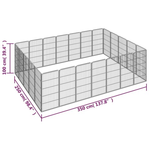  Kojec dla psa, 24 paneli, czarny, 50x100 cm, stal