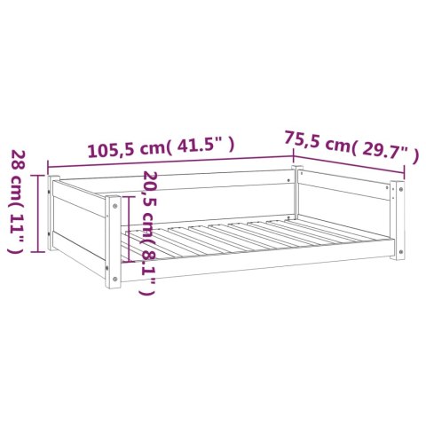  Legowisko dla psa, 105,5x75,5x28 cm, lite drewno sosnowe