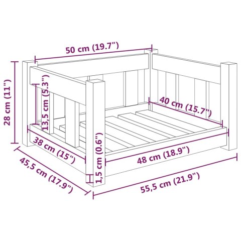  Legowisko dla psa, 55,5x45,5x28 cm, lite drewno sosnowe
