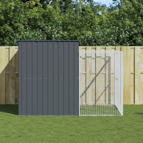 Buda dla psa, z wybiegiem, antracytowa, 214x253x181 cm, stal Buda dla psa, z wybiegiem, antracytowa, 214x253x181 cm, stal