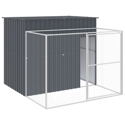 Buda dla psa, z wybiegiem, antracytowa, 214x253x181 cm, stal Buda dla psa, z wybiegiem, antracytowa, 214x253x181 cm, stal