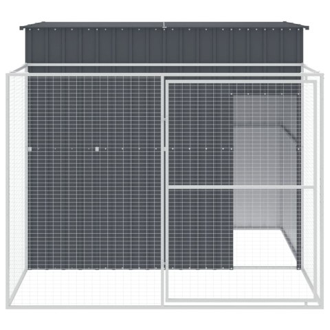 Buda dla psa, z wybiegiem, antracytowa, 214x253x181 cm, stal Buda dla psa, z wybiegiem, antracytowa, 214x253x181 cm, stal