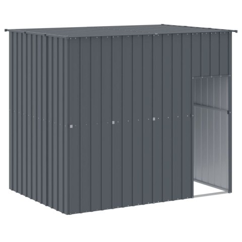 Buda dla psa, z wybiegiem, antracytowa, 214x253x181 cm, stal Buda dla psa, z wybiegiem, antracytowa, 214x253x181 cm, stal