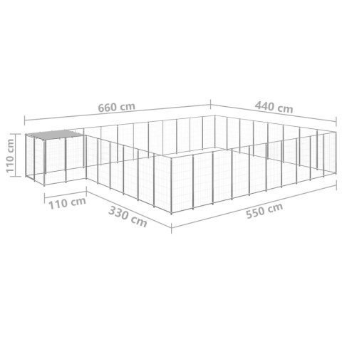 Kojec dla psa, srebrny, 25,41 m², stalowy Kojec dla psa, srebrny, 25,41 m², stalowy