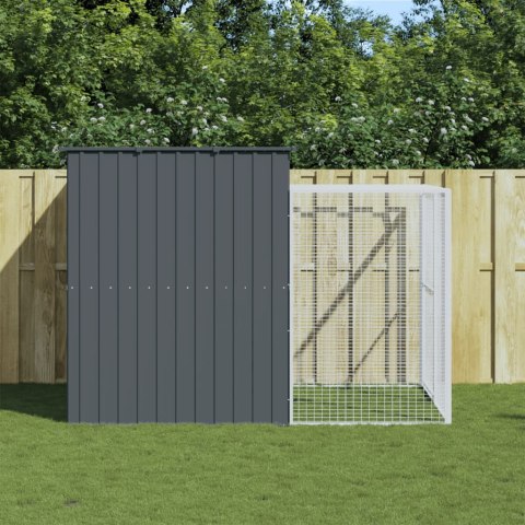 Buda dla psa, z wybiegiem, antracytowa, 214x253x181 cm, stal Buda dla psa, z wybiegiem, antracytowa, 214x253x181 cm, stal