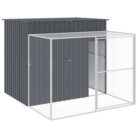 Buda dla psa, z wybiegiem, antracytowa, 214x253x181 cm, stal Buda dla psa, z wybiegiem, antracytowa, 214x253x181 cm, stal
