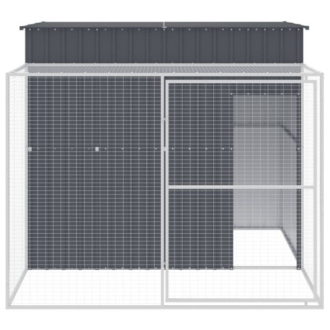 Buda dla psa, z wybiegiem, antracytowa, 214x253x181 cm, stal Buda dla psa, z wybiegiem, antracytowa, 214x253x181 cm, stal