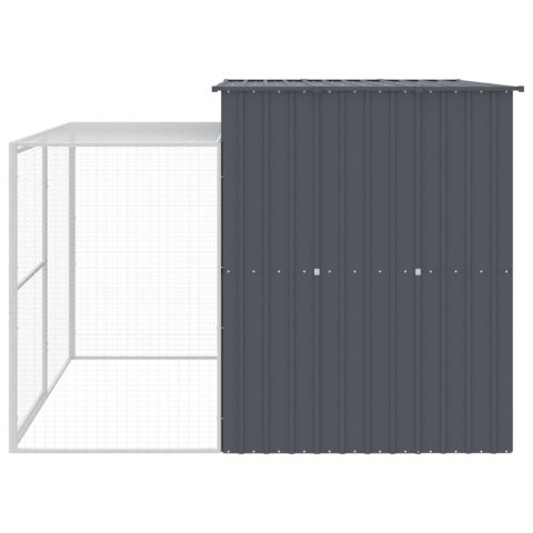 Buda dla psa, z wybiegiem, antracytowa, 214x253x181 cm, stal Buda dla psa, z wybiegiem, antracytowa, 214x253x181 cm, stal
