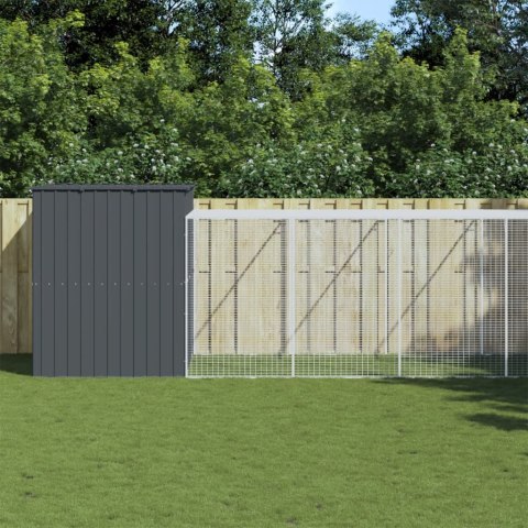 Buda dla psa, z wybiegiem, antracytowa, 214x661x181 cm, stal Buda dla psa, z wybiegiem, antracytowa, 214x661x181 cm, stal