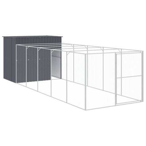 Buda dla psa, z wybiegiem, antracytowa, 214x661x181 cm, stal Buda dla psa, z wybiegiem, antracytowa, 214x661x181 cm, stal