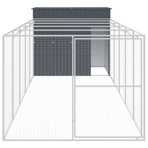 Buda dla psa, z wybiegiem, antracytowa, 214x661x181 cm, stal Buda dla psa, z wybiegiem, antracytowa, 214x661x181 cm, stal