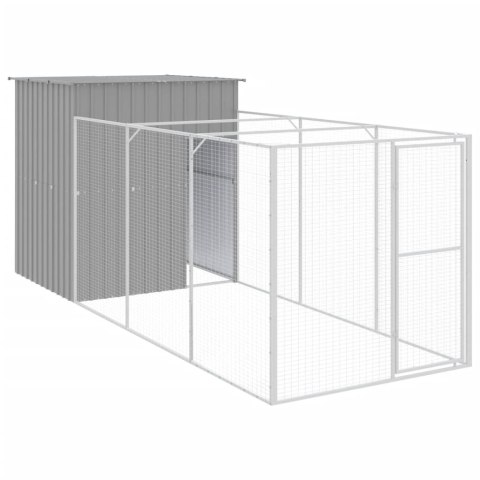 Buda dla psa, z wybiegiem, jasnoszara, 165x455x181 cm, stal Buda dla psa, z wybiegiem, jasnoszara, 165x455x181 cm, stal