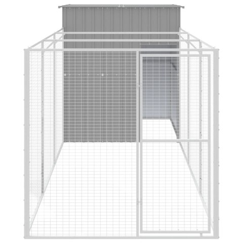 Buda dla psa, z wybiegiem, jasnoszara, 165x455x181 cm, stal Buda dla psa, z wybiegiem, jasnoszara, 165x455x181 cm, stal