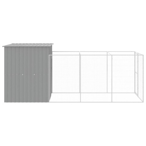 Buda dla psa, z wybiegiem, jasnoszara, 165x455x181 cm, stal Buda dla psa, z wybiegiem, jasnoszara, 165x455x181 cm, stal
