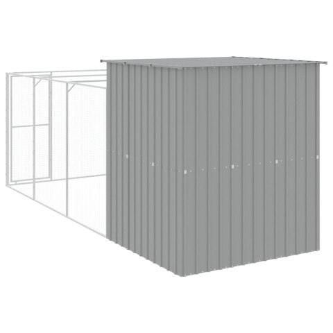 Buda dla psa, z wybiegiem, jasnoszara, 165x455x181 cm, stal Buda dla psa, z wybiegiem, jasnoszara, 165x455x181 cm, stal