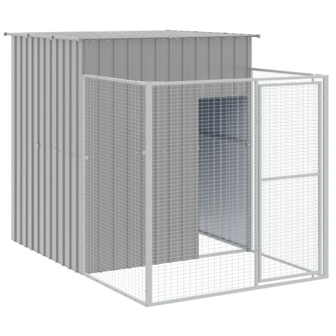Buda dla psa, z wybiegiem, jasnoszara, 165x455x181 cm, stal Buda dla psa, z wybiegiem, jasnoszara, 165x455x181 cm, stal