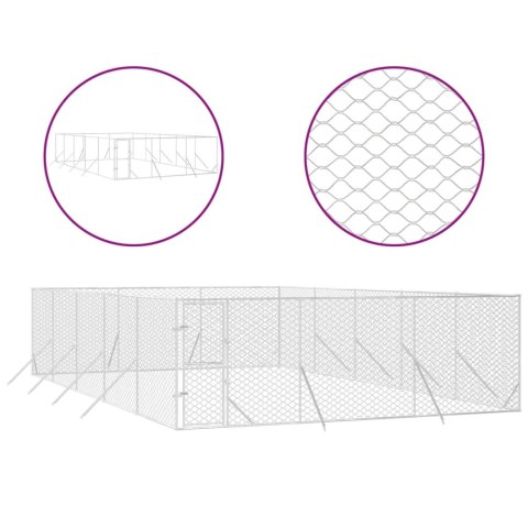 Kojec zewnętrzny dla psa, srebrny, 6x10x2 m, stal galwanizowana Kojec zewnętrzny dla psa, srebrny, 6x10x2 m, stal galwanizowana