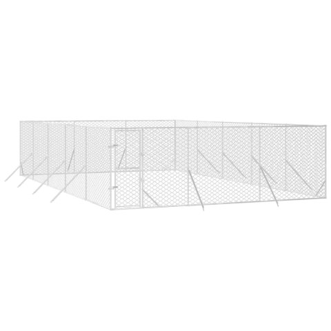 Kojec zewnętrzny dla psa, srebrny, 6x10x2 m, stal galwanizowana Kojec zewnętrzny dla psa, srebrny, 6x10x2 m, stal galwanizowana