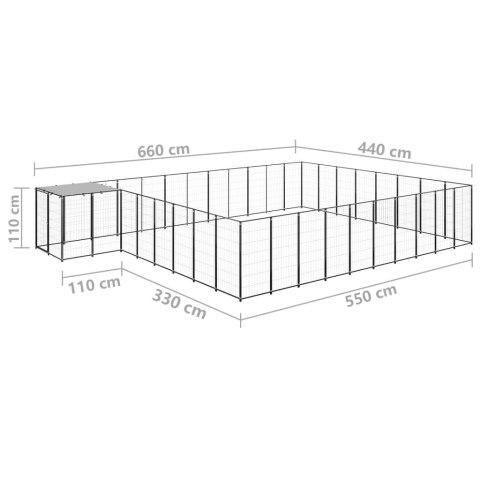  Kojec dla psa, czarny, 25,41 m², stalowy