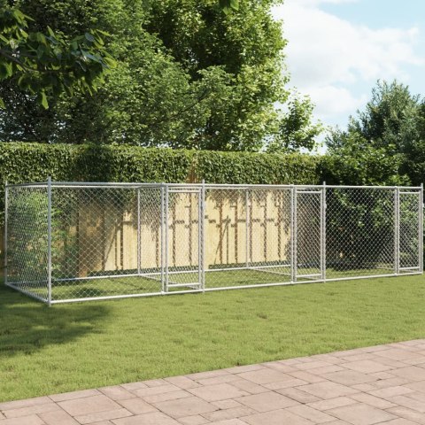 Klatka dla psa, z drzwiami, szara, 6x2x1,5 m, stal Klatka dla psa, z drzwiami, szara, 6x2x1,5 m, stal