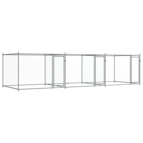 Klatka dla psa, z drzwiami, szara, 6x2x1,5 m, stal Klatka dla psa, z drzwiami, szara, 6x2x1,5 m, stal