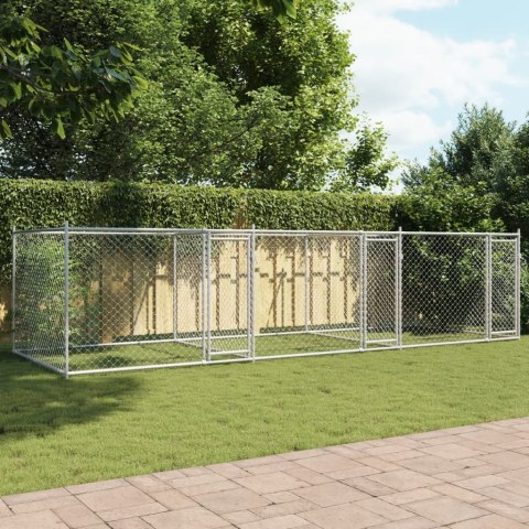 Klatka dla psa, z drzwiami, szara, 6x2x1,5 m, stal Klatka dla psa, z drzwiami, szara, 6x2x1,5 m, stal