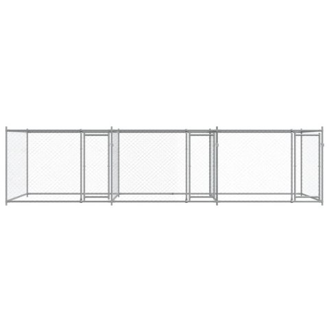 Klatka dla psa, z drzwiami, szara, 6x2x1,5 m, stal Klatka dla psa, z drzwiami, szara, 6x2x1,5 m, stal