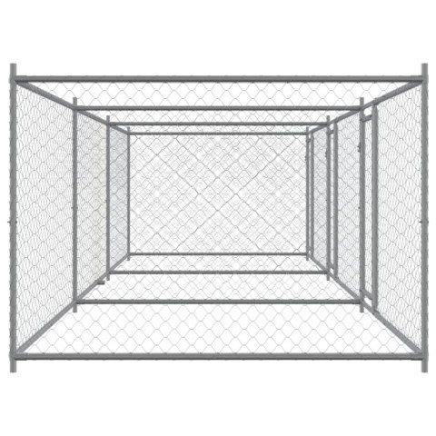 Klatka dla psa, z drzwiami, szara, 6x2x1,5 m, stal Klatka dla psa, z drzwiami, szara, 6x2x1,5 m, stal