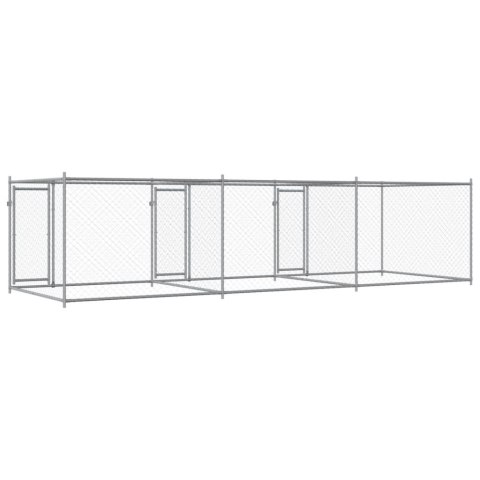 Klatka dla psa, z drzwiami, szara, 6x2x1,5 m, stal Klatka dla psa, z drzwiami, szara, 6x2x1,5 m, stal