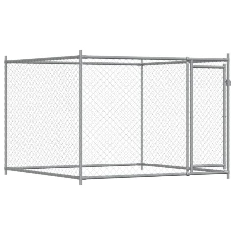 Klatka dla psa, z drzwiami, szara, 6x2x1,5 m, stal Klatka dla psa, z drzwiami, szara, 6x2x1,5 m, stal