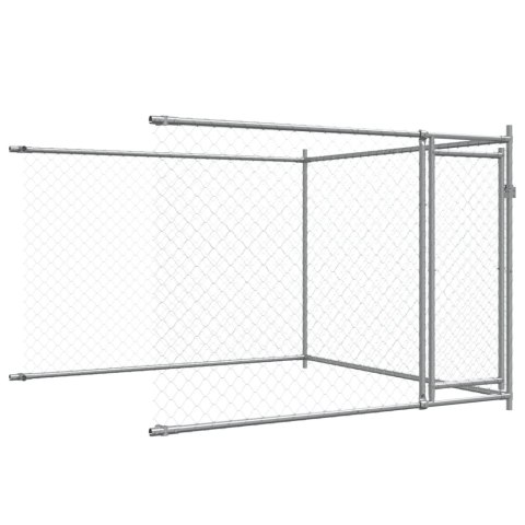 Klatka dla psa, z drzwiami, szara, 6x2x1,5 m, stal Klatka dla psa, z drzwiami, szara, 6x2x1,5 m, stal