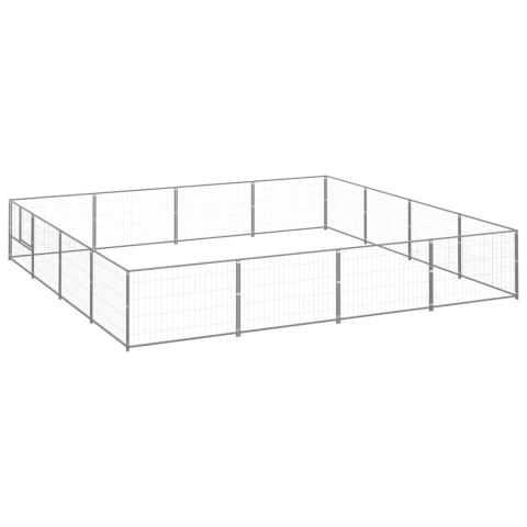  Kojec dla psa, srebrny, 16 m², stalowy