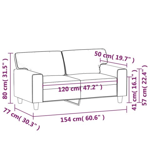  2-osobowa sofa, kolor cappuccino, 120 cm, sztuczna skóra