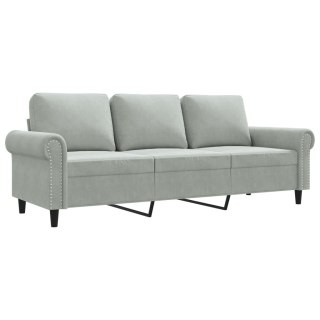  Sofa 3-osobowa, jasnoszara, 180 cm, tapicerowana aksamitem