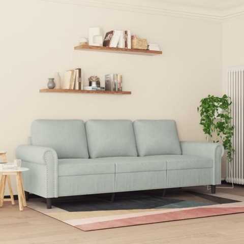  Sofa 3-osobowa, jasnoszara, 180 cm, tapicerowana aksamitem