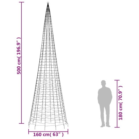  Choinka z lampek, na maszt, 1534 zimne białe LED, 500 cm