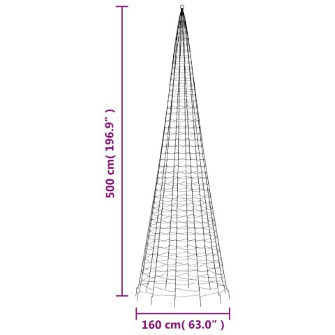  Choinka z lampek, na maszt, 1534 zimne białe LED, 500 cm