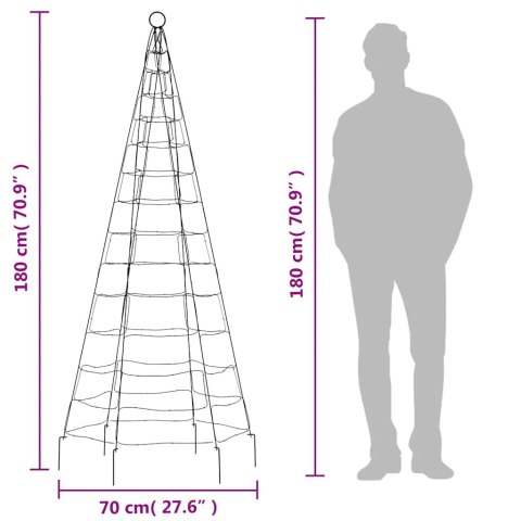  Choinka z lampek, na maszt, 200 ciepłych białych LED, 180 cm