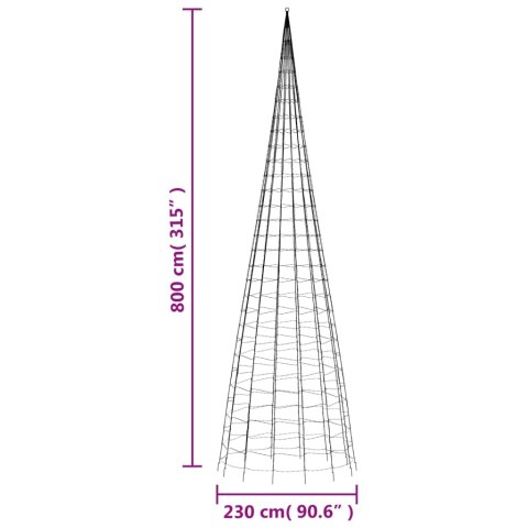  Choinka z lampek, na maszt, 3000 ciepłych białych LED, 800 cm