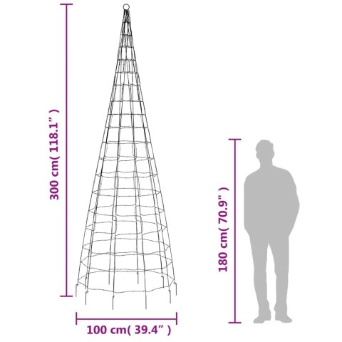  Choinka z lampek, na maszt, 550 niebieskich LED, 300 cm